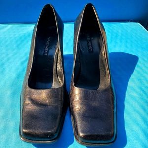 Nine West square toed, block heel pump